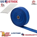 Carbole 2" 50' Blue Roll Exhaust Fiberglass Heat Wrap With Stainless Ties. Fixed Price $15.99.