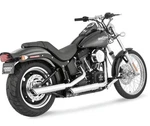 Harley Vance & Hines 07-17 Softail 3" Round Twin Slash Slip-on Mufflers Chrome. Fixed Price $360.00.