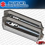1998 - 2000 Suzuki M4 Dual Polished Bolt On Mufflers Exhaust. Fixed Price $656.00.