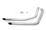 Exhaust Drag Pipe Set Chrome With Black Slash Tips Fits Harley Davidson V-twin. Fixed Price $195.99.