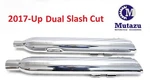 Mutazu 4" Chrom Dual Slash Cut Slip-on Mufflers Exhaust 2017-UP Harley Touring. Fixed Price $249.00.