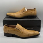 New La Tandem International Mens Pig Slip Ons Shoes Mustard Yellow Sz 9. Fixed Price $239.99.