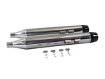 Chrome Muffler Set With Black Medium Tapered End Tips For Harley-davidson. Fixed Price $298.99.