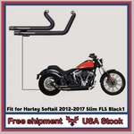 Fit For Harley Softail 2012-2017 Slim Fls BLACK1 Dual Pipes Muffler Exhaust. Fixed Price $279.92.