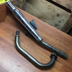1981 Kawasaki KZ250M Exhaust Pipe And Header Custom Trumpet Muffler B29. Fixed Price $132.40.