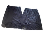 Vintage Vanity Fair Slips Black Nylon Lace Large Skirts Set Of Two. Fixed Price $18.00.