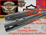 Oem 94-16 Harley Touring Round Straight 3.5" Original Equipment Mufflers Chrome. Fixed Price $149.95.