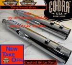 4" Cobra 95-16 Touring 09-25 Trike Slip On Mufflers With Race Pro Tips. Fixed Price $299.95.