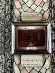 Fossil Big Tic Watch Women Silver Tone Floral Animation Leather Band New Battery. Fixed Price $46.95.