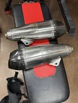 Yoshimura RS-9 Dual Slip-on Ss Cf Exhaust With Parallelogram Muffler. Fixed Price $500.00.