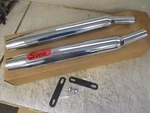 Nos Mac Universal 1.5" Id Chrome Slip On Kick Up Taper Tip Mufflers CB350 CB360. Fixed Price $124.95.